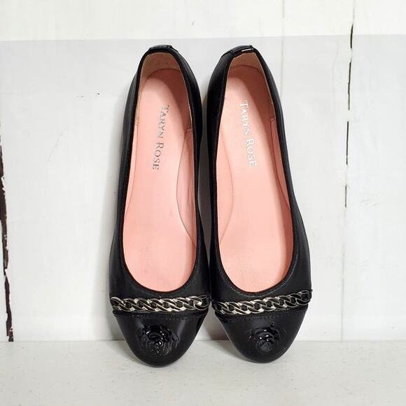 Taryn Rose Paola Soft Leather Cap Toe Ballerina Pumps 6 - Picture 7 of 11